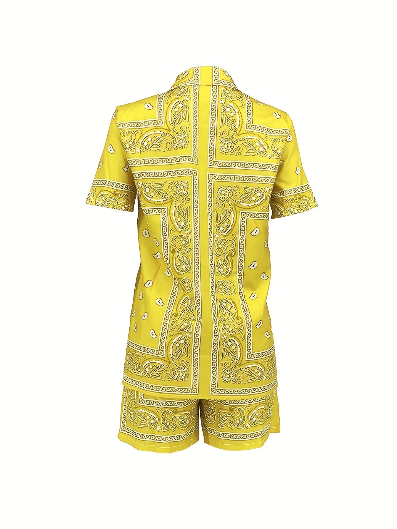 Women's Paisley Print Two-Piece Set - Casual & Comfy Spring/Summer Outfit with Pockets, Easy Care