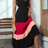 Vibrant Color Block Surplice Neck Maxi Dress - Elegant Sleeveless A-Line Silhouette, Micro Elasticity, Polyester Fabric, Solid Color, Summer Essential - Womens Elegant Clothing for Special Occasions