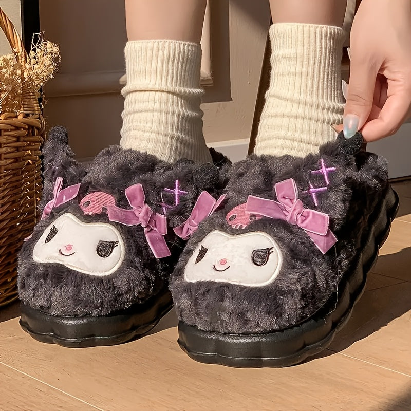Sanrio Hello Kitty Women'S Cozy Fleece-Lined Winter Slippers, Indoor Warm Slippers, New Year Gift, Non-Slip, Washable, Holiday Present.