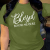 Women'S Inspirational Quote T-Shirt, "Blessed Beyond Measure" White Lettering, Casual Crew Neck Short Sleeve Top, 100% Polyester Knit Fabric, All Season Wear, 180gsm - Orange