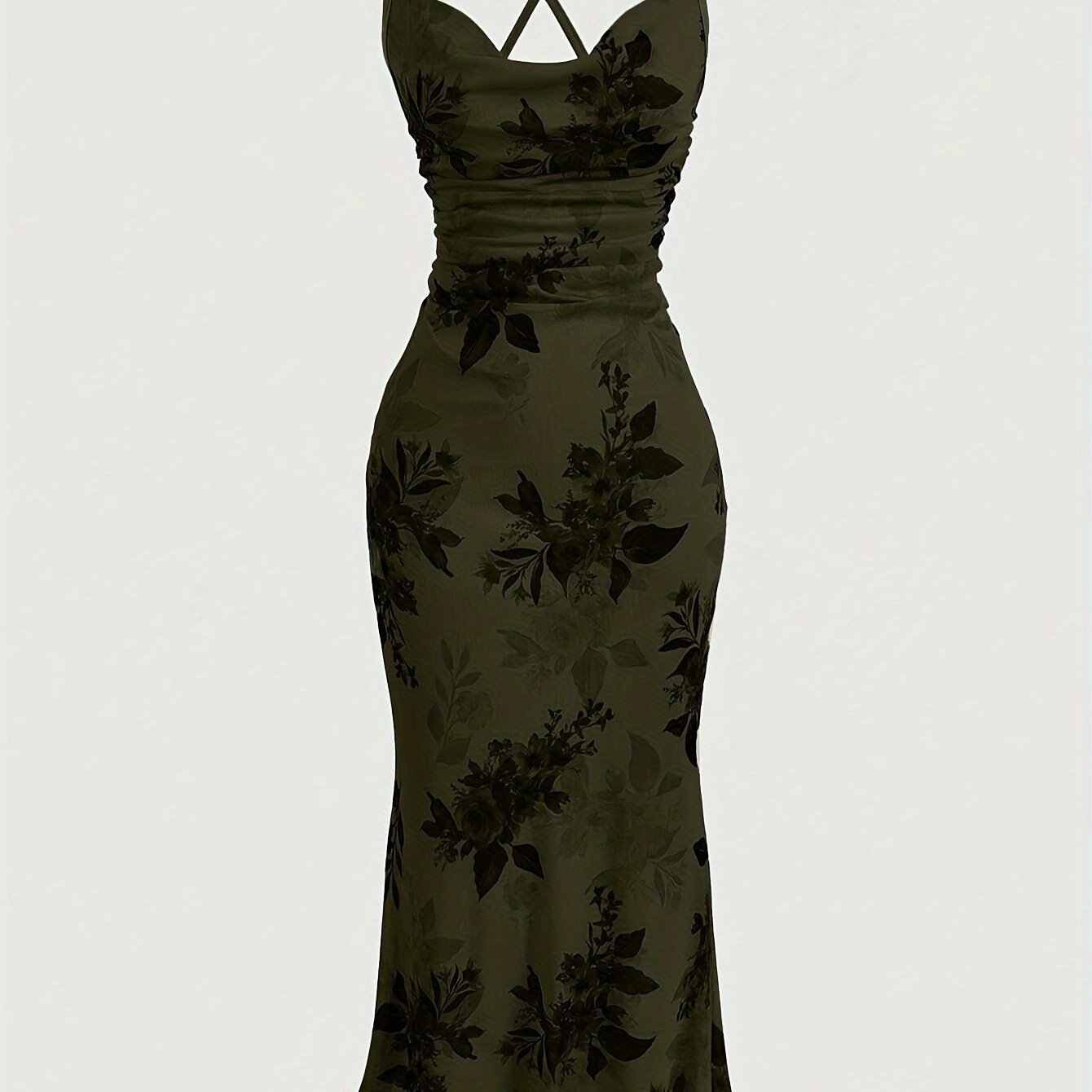 Elegant Sleeveless Crisscross Cami Dress - Floral Print Spaghetti Strap Dress For Spring & Summer - Women's Clothing