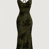 Elegant Sleeveless Crisscross Cami Dress - Floral Print Spaghetti Strap Dress For Spring & Summer - Women's Clothing