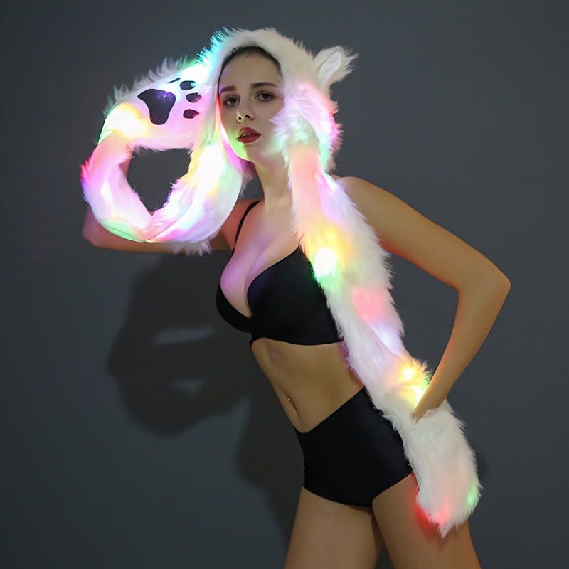 LED Hat, Scarf and Gloves Three-in-One Single Item for Festivals, Parties, Concerts, Fashionable Warm Hats without Batteries