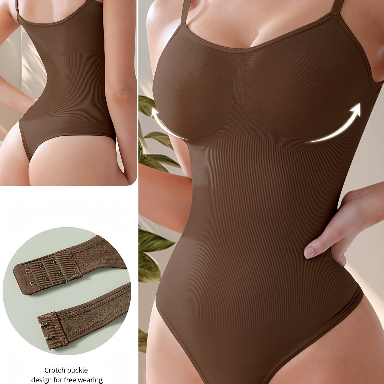 Breathable & Comfortable High-Waisted Bodysuit - Women's Seamless Shaping Cinched Waist Zipper - Stretchy & Supportive