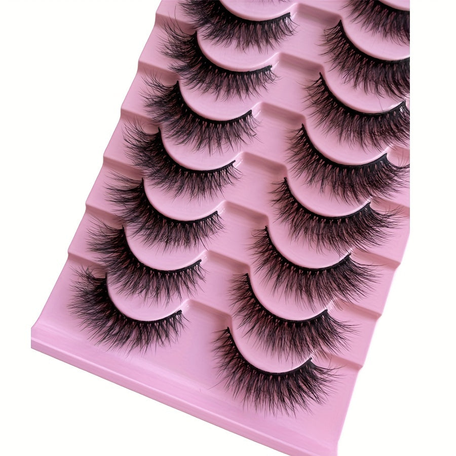 10 Pairs Fluffy Volume False Eyelashes, Visibly Thickened Natural Full Lashes