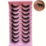 10 Pairs Of Fluffy False Eyelashes Set, Creating Natural Curled Eyelashes, Girl Group'S Thick And Full False Eyelashes, Cat Eye Dramatic Style False Eyelashes