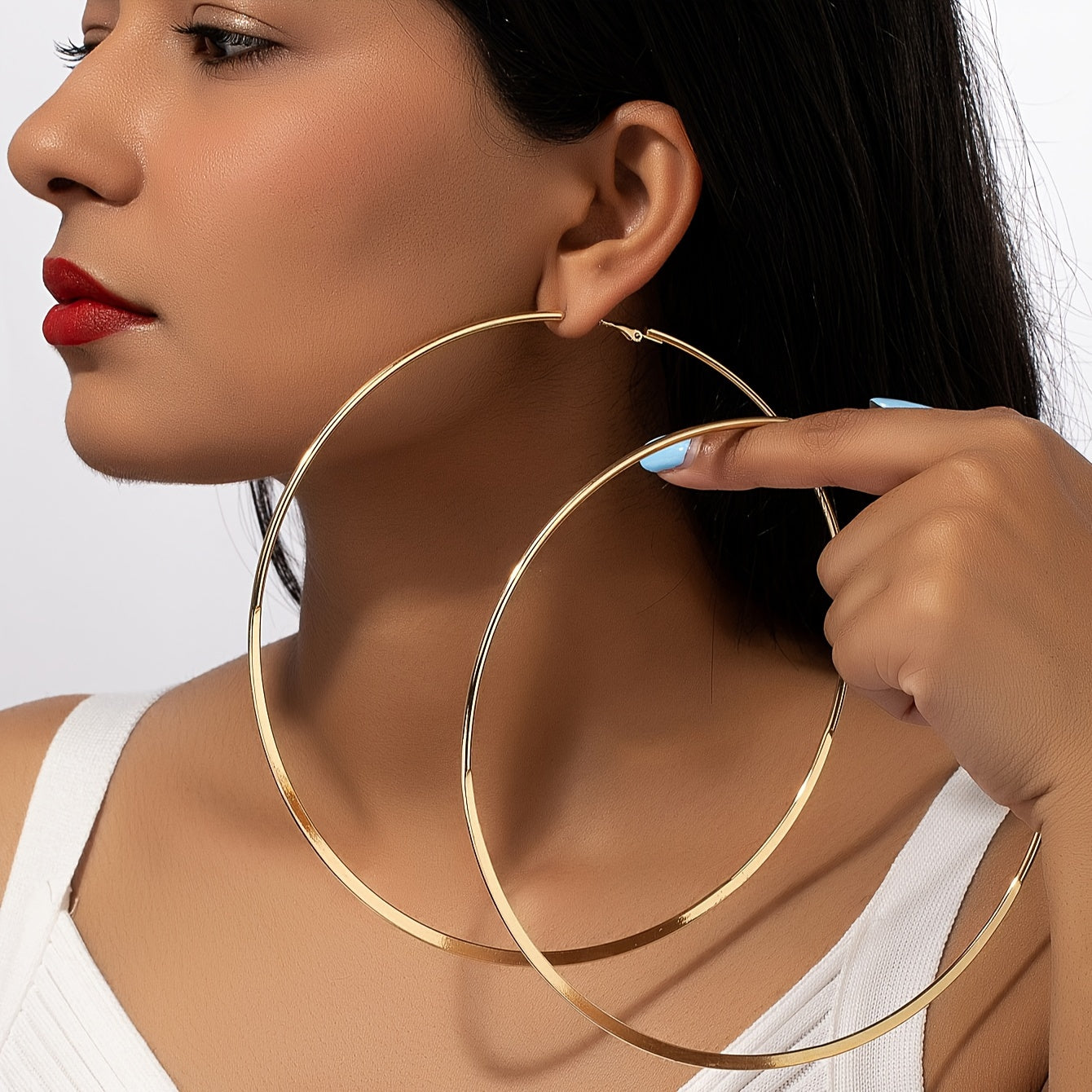 Women's 18K Gold Plated Large Hoop Earrings, Iron Material, All-Season Jewelry | Versatile for Daily Wear & Music Festivals | Elegant Statement Jewelry