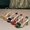 European Special Model, Women's Fashion High Heel Sandals, Transparent Fish Mouth Sexy Back Lift Buckle Rubber Band Sandals, Bow Tie Party High Heels