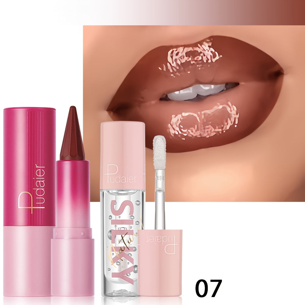 Silky Smooth Lipstick & Nourishing Lip Oil Set – Long-Lasting Glossy Finish, Precision Lip Pencil with Hydrating Lip Oil for All-Day Wear & Effortless Glam
