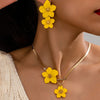 2pcs/set Fashionable and Elegant Flower Pendant Necklace and Earrings Jewelry Set Suitable for Women's Daily Gatherings, Parties, Holiday Travel, and as a Gift for Your Wife on Festivals