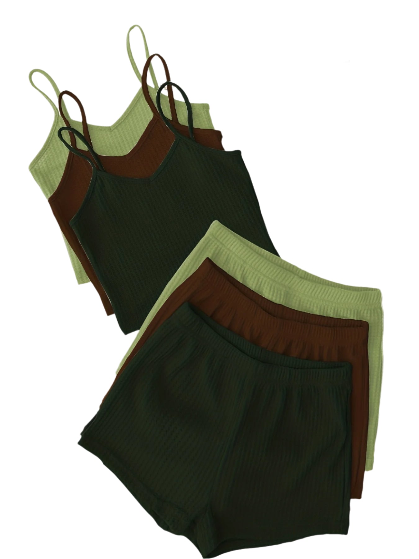 3-Pack Women's Lounge Sets – V-Neck Cami Tops & Elastic Waist Shorts, Backless Solid Color Two-Piece Outfits for Everyday Comfort