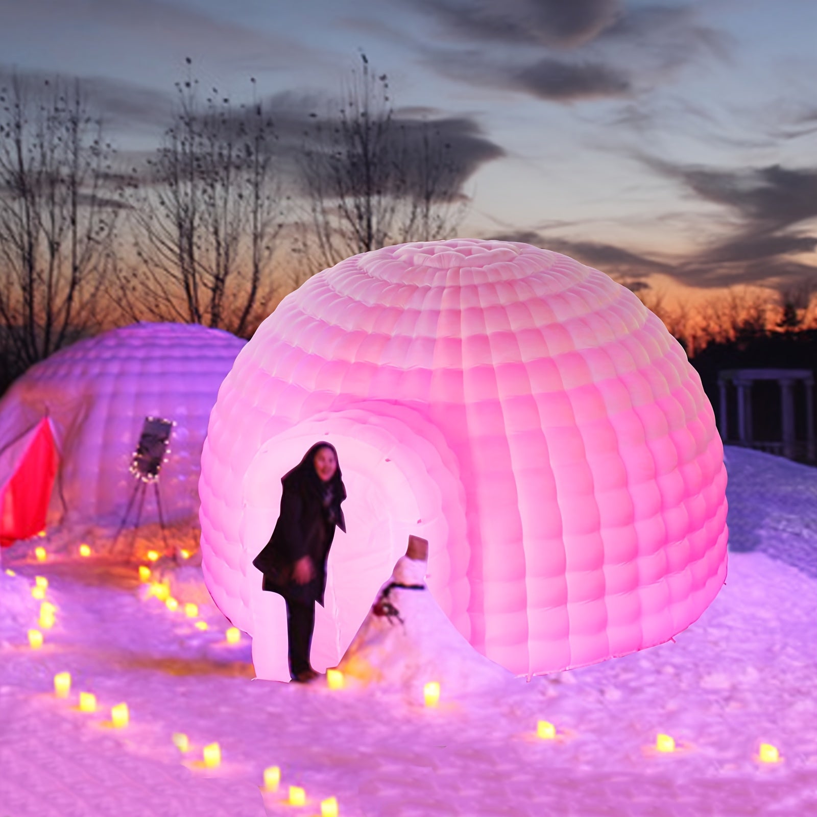 Inflatable Igloo Dome Event Tent (14x14x9FT) Dome With Air Blower And Light, Inflatable Party Tent For Wedding Party Exhibition Event Prom Birthday Advertising Bars