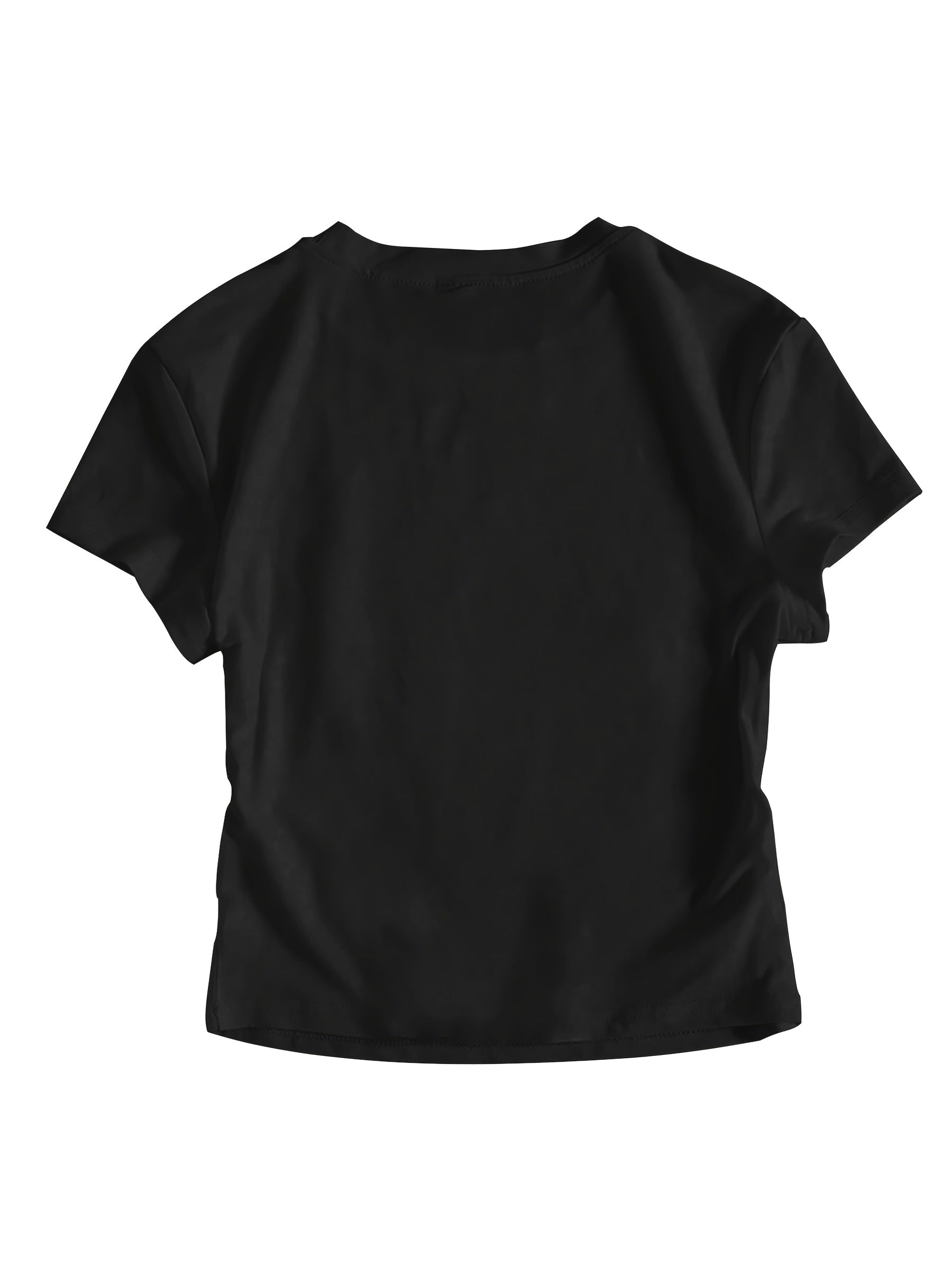 Women's Y2K Lip Print Crop Top T-Shirt - Black Short Sleeve, Red Lips Graphic with Pearl Details, Round Neck, Spring & Summer Fashion, Machine Washable