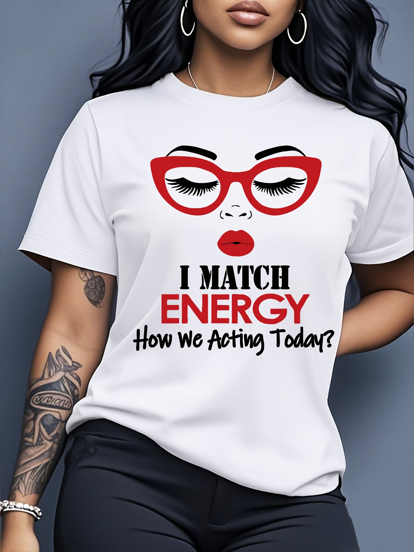 Graphic Print Crew Neck T-shirt, Short Sleeve Casual Top For Spring & Summer, Women's Clothing
