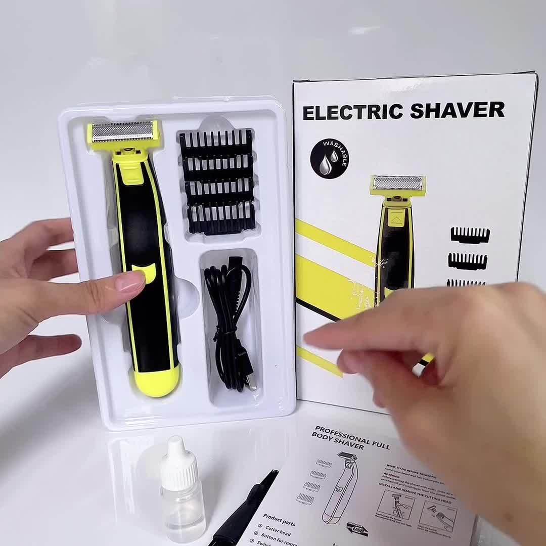 Men's beard electric shaver, USB charging, bikini body hair trimmer beauty set, floating blade, dry and wet dual-purpose, portable travel electric shaver, for dad, Father's Day gift for men