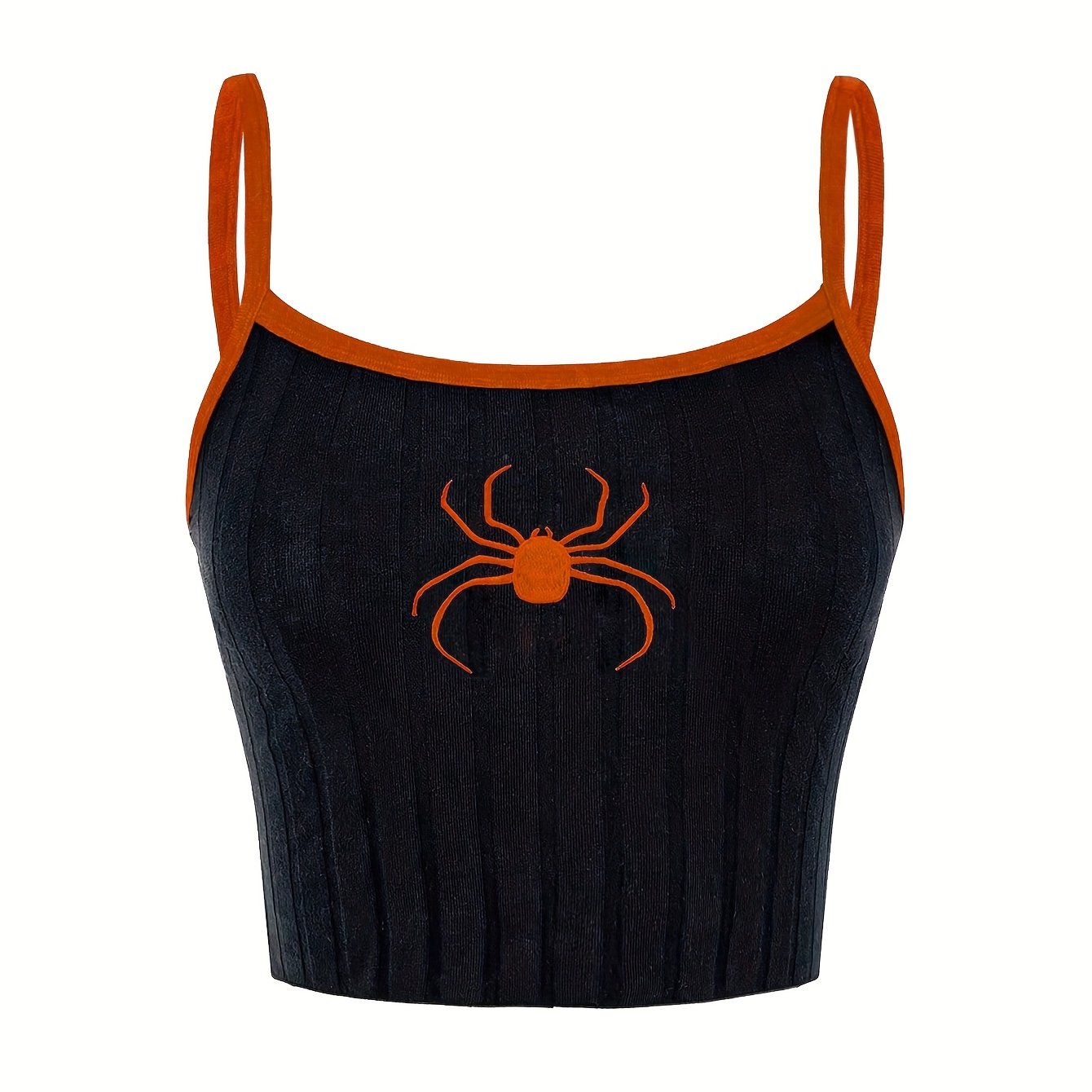 Girls' Butterfly Embroidered Ribbed Cami Top - Stretchy Cotton Blend, Machine Washable - Perfect for Spring/Summer