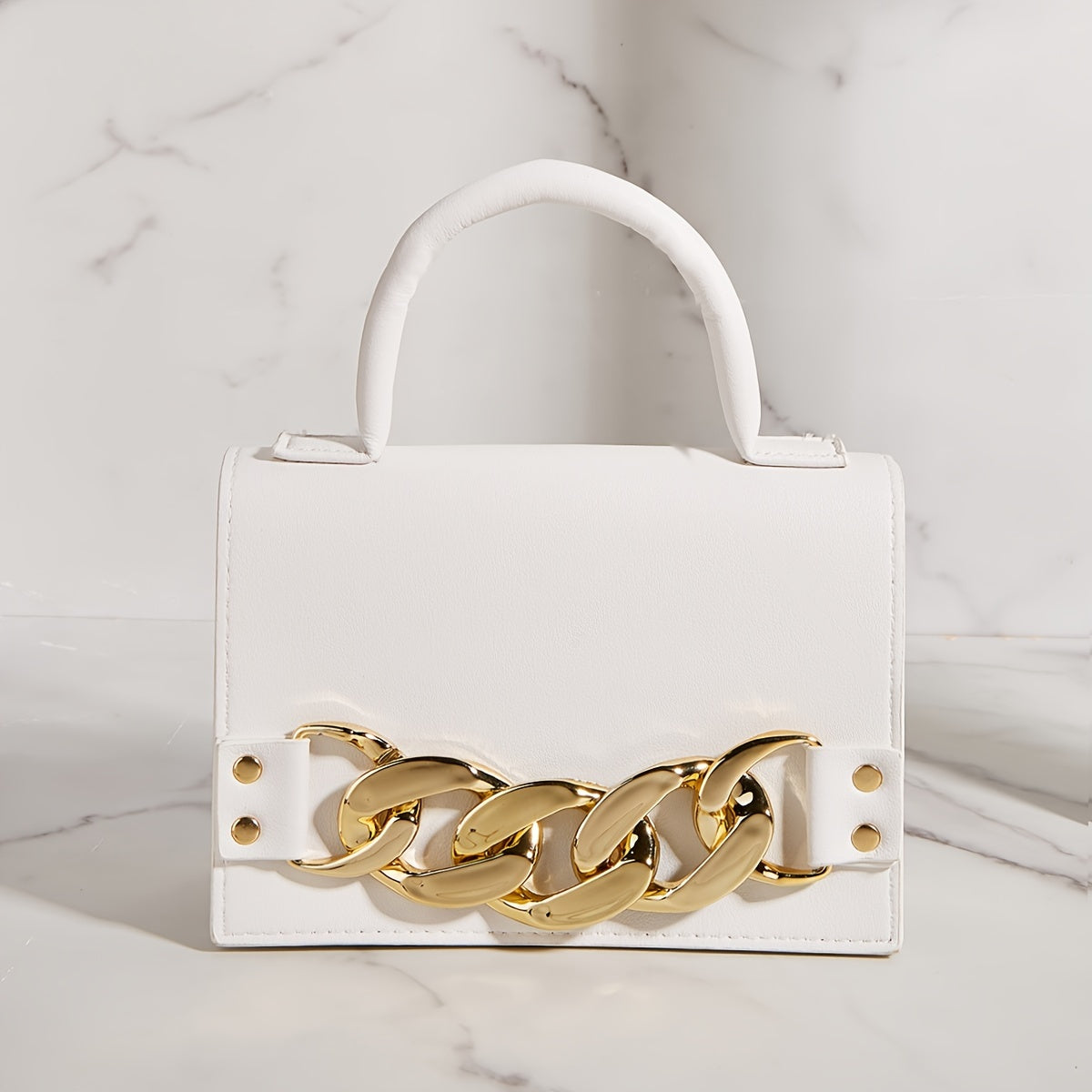 Stylish Chic Acrylic Chain Crossbody Handbag - Magnetic Closure, Solid Color PVC, Wrist Strap, Perfect for Daily Use, Mother's Day Gift, and Travel Accessories