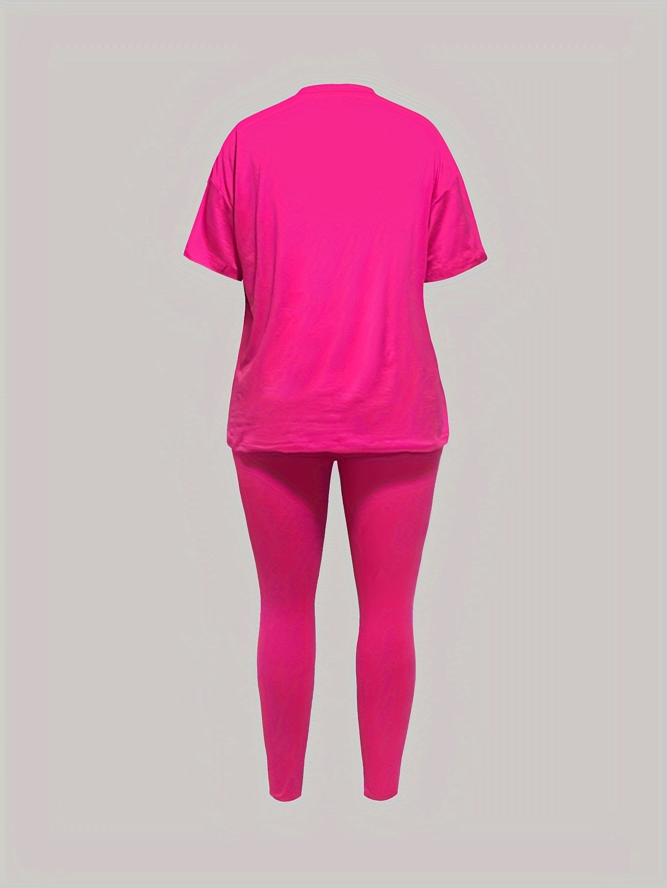two piece Women's Two-Piece Lip Print Set: Short Sleeve T-Shirt & Leggings Outfit