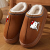 Sanrio Hello Kitty Plush Lined Slippers for Women - Cozy Thermal Winter Home Shoes with Thick Non-Slip EVA Sole, Brown Cover Upper with Decorative Stitching, Hand Wash or Dry Clean, House Slippers