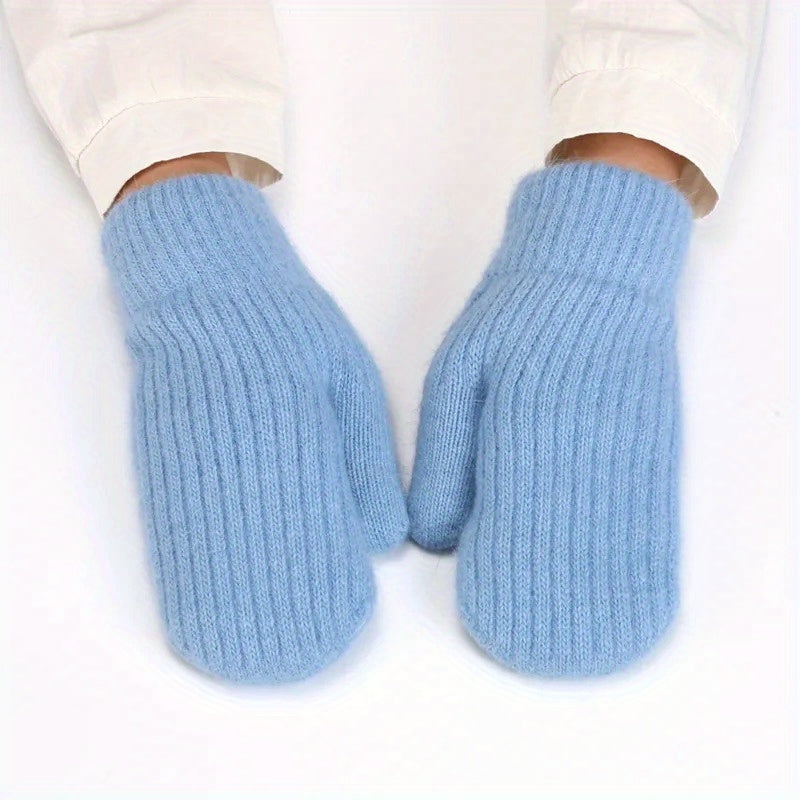 3-Pack CozyWarm Women'S Knitted Mittens - Polyester & Wool Blend, Elastic Windproof Fingerless Gloves for Driving and Cycling, Warm and Cozy Outdoor Accessories