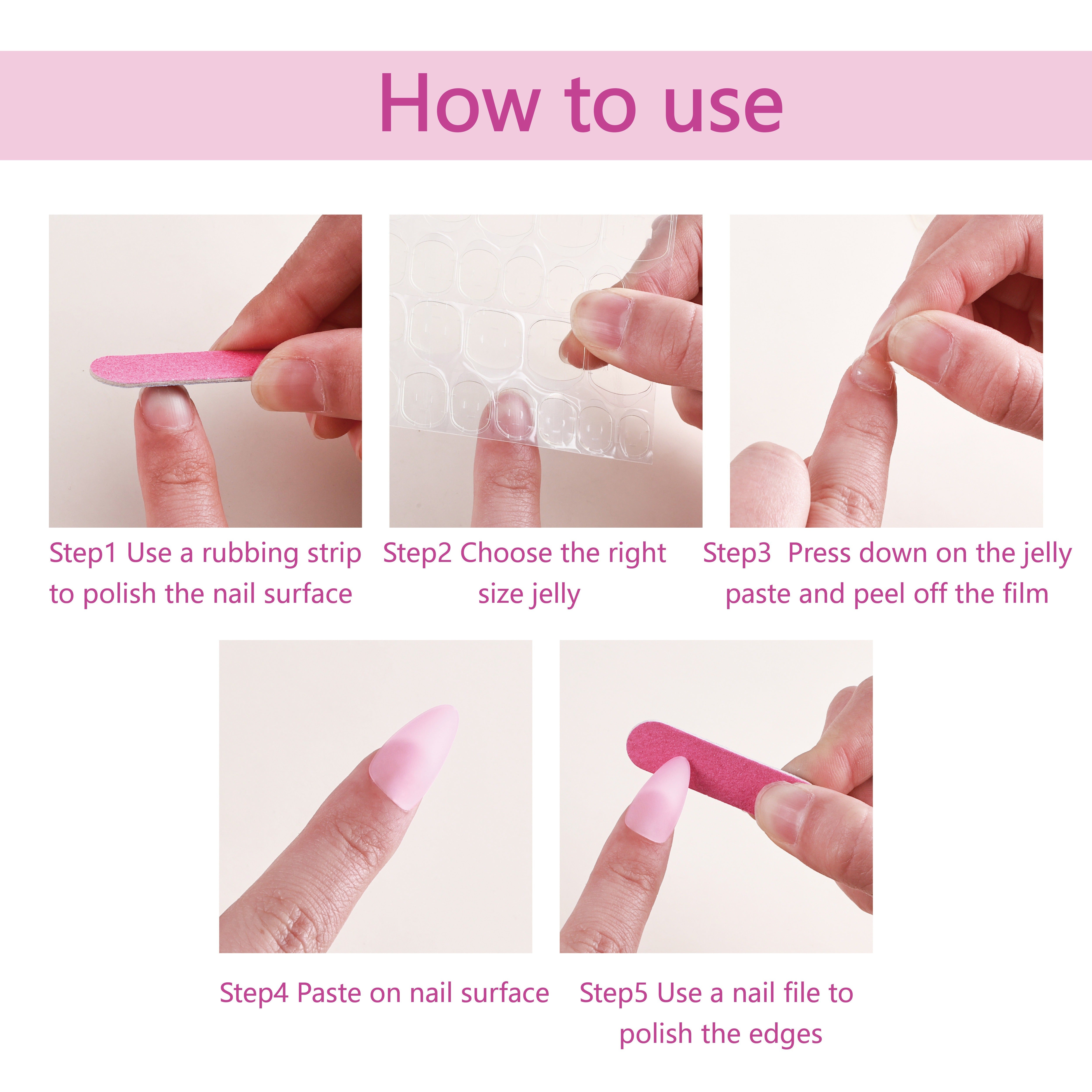 Queen Style, Long Ballet Marble Ombre Press-On Nails with Golden Foil Accents for s - 24pcs, Includes 1 Jelly Glue & 1 Nail File, Perfect Fit and Durable