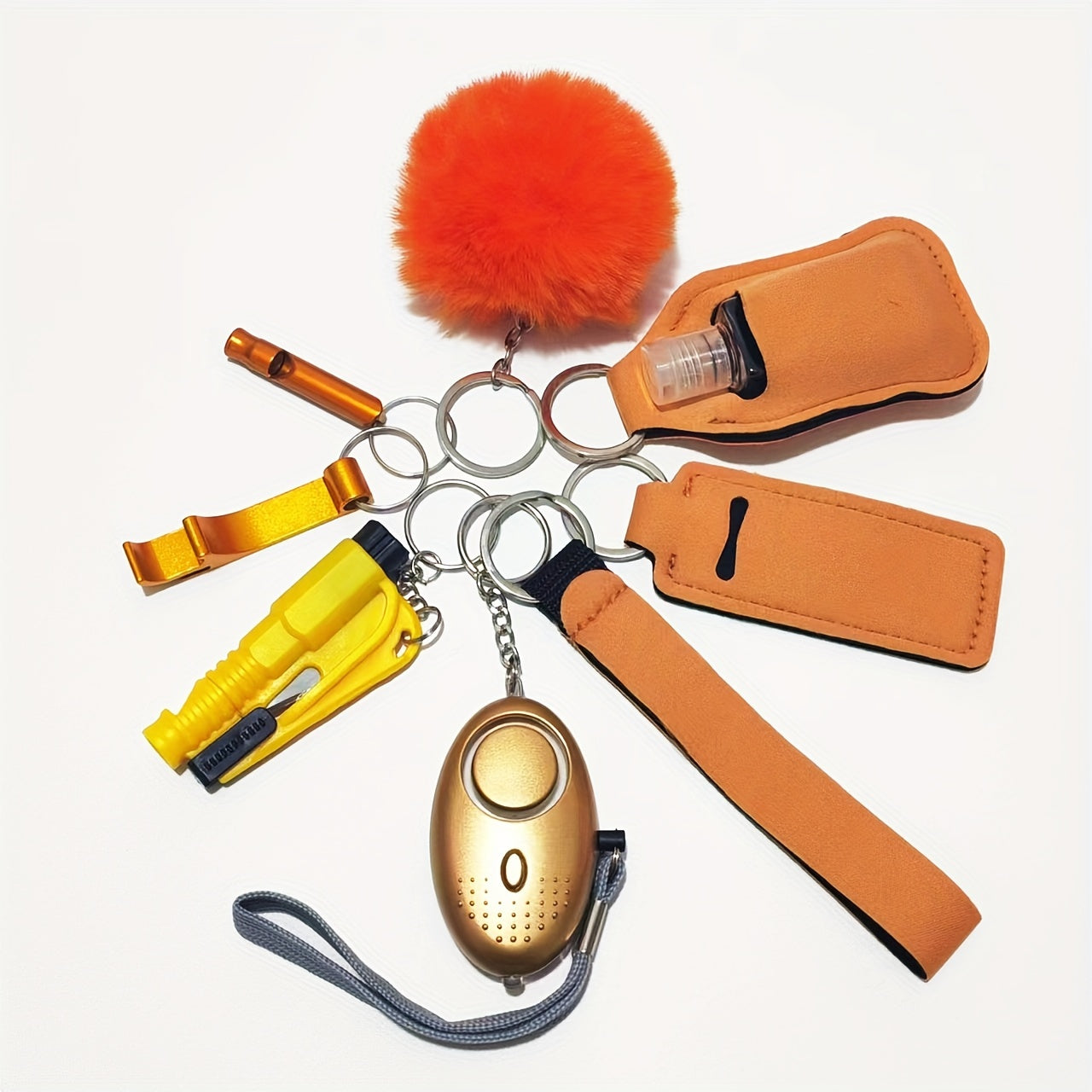 9pcs Ultimate Safety Keychain Set - Keychains with Personal Alarm, Self-Defense Security Accessories, and Stylish Design for Women's Daily Protection and Peace of Mind