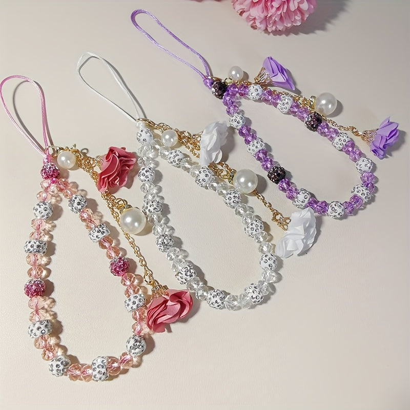 Fashionable Universal Phone Accessory With A Short Crystal Chain, Pure Phone Case, Pendant, And Wrist Strap