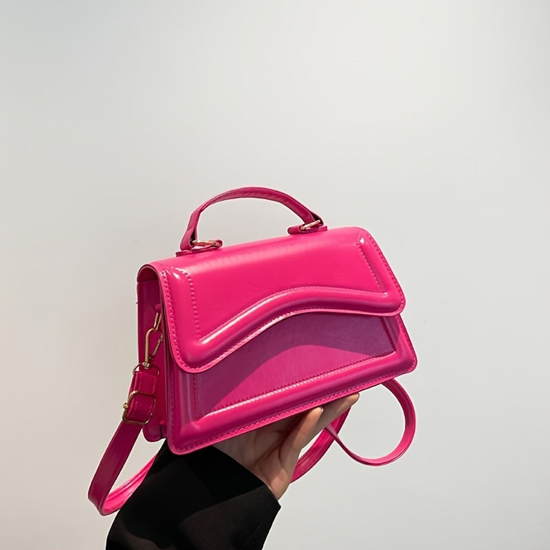 Stylish Mini Shoulder Bag, Women's Crossbody Bag, Solid Flap Square Tote