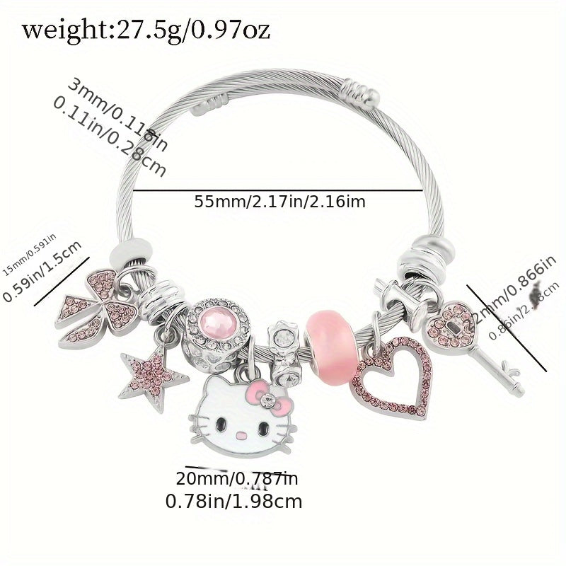 Sanrio Hello Kitty Bracelets, Creative Cartoon Bangles for Girls, Sweet Gifts for Girls