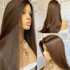 32" Long Brown Straight Lace Front Wig - 180% Density, Heat-Resistant Synthetic Hair for Women, Elegant Style for Daily Wear, 13x4 Lace Area, Smooth & Versatile Look for All Ethnicities, Daily Wear Wig | Elegant Straight Wig