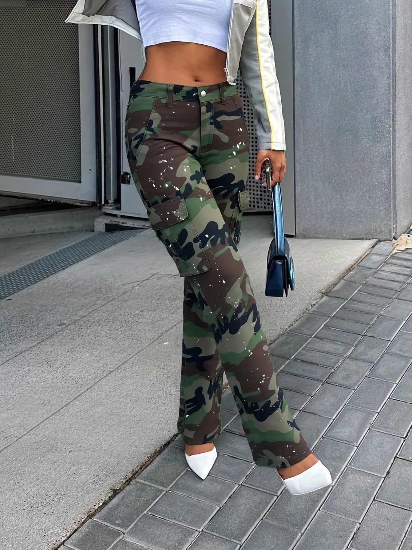 Women'S Loose Workwear Straight Leg Jeans, Suitable For All Seasons, Hit In The Middle Waist