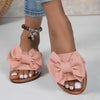 Chic Solid Color Bowknot Womens Flat Slides - Comfortable Slip-On, Ultra-Lightweight, Bowknot Accent - Perfect for Summer Beach Strolls and Vacations