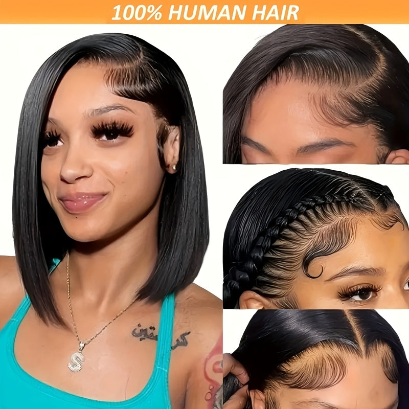 TIMOPOL Bob Wig Human Hair Glue-Free 13x4 Lace Front Wig Human Hair 10-16 "pre-drawn High Definition Clear Lace 150% Density Short Bob Wig for Women