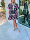 Retro Ink Printed A-line Umbrella Dress