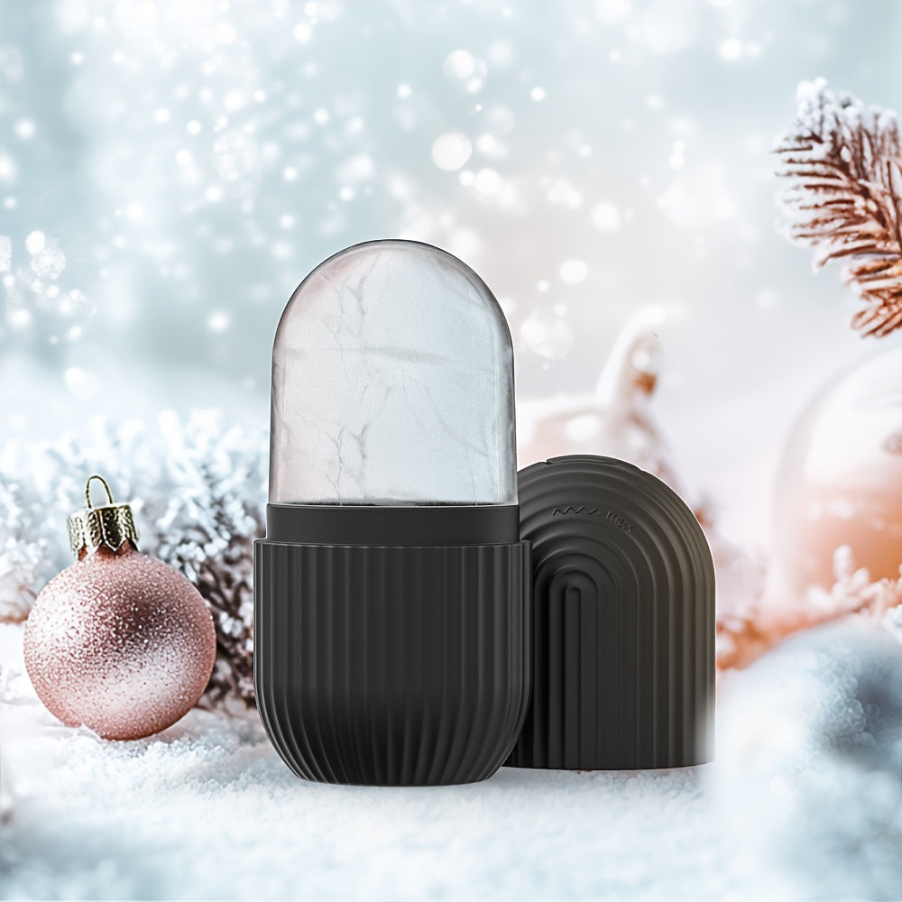 Silicone Ice Roller for Face – Cooling Skincare Tool with Ergonomic Handle, Gel Core & Ribbed Design for Puffiness, Circulation & Glow – Fragrance-Free, Battery-Free