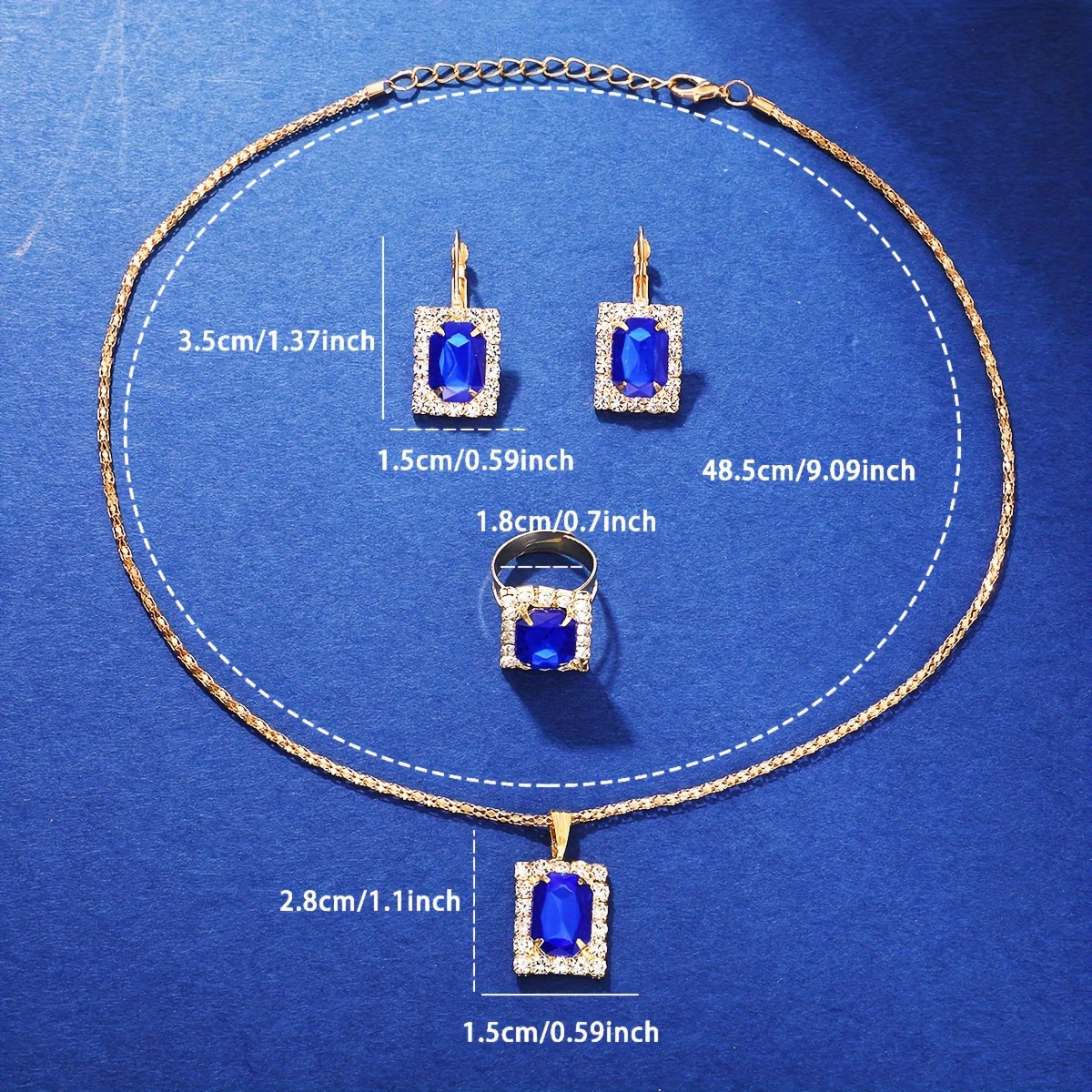 Quartz Watch & Accessory Set - Elegant Analog Navy Blue Dial, Golden Material, Movement with Battery Display, Stylish Present for Women on Any Event or Celebrations