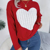Long-Sleeved Pullover Sweater with a Sweet Heart Pattern for Autumn And Winter Casual Wear.