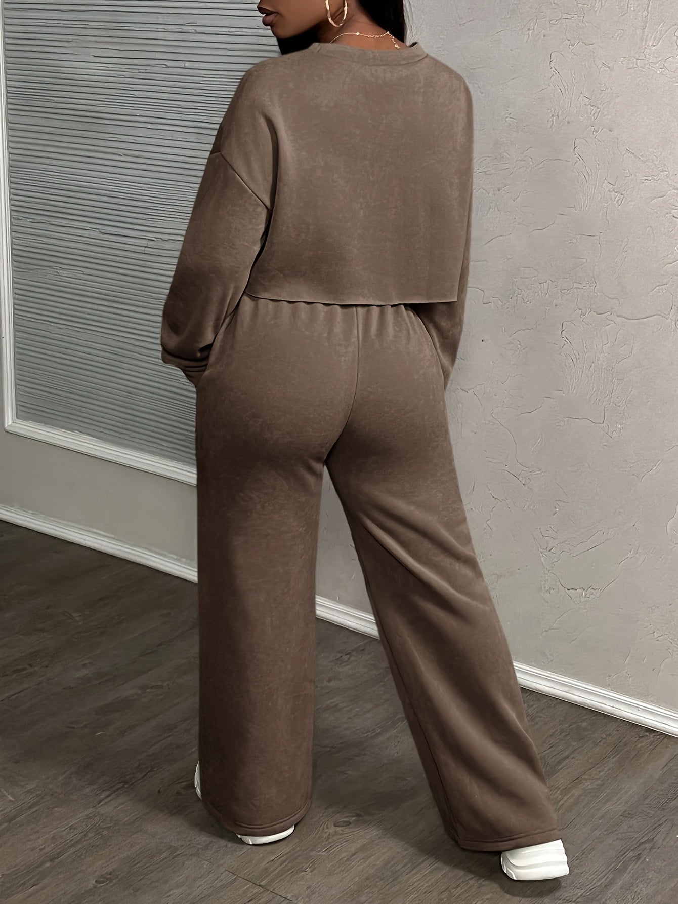 Women's Solid Color Casual Street Style Loose Pocket Drawstring Sports Suit