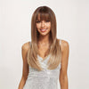 Sleek & Stylish Long Straight Synthetic Wig with Bangs - 13x4 Lace Front, Rose Net Cap, 100% Density, Natural Look for Women, All Light Beige Tones, Beginner-Friendly for Everyday & Special Occasions