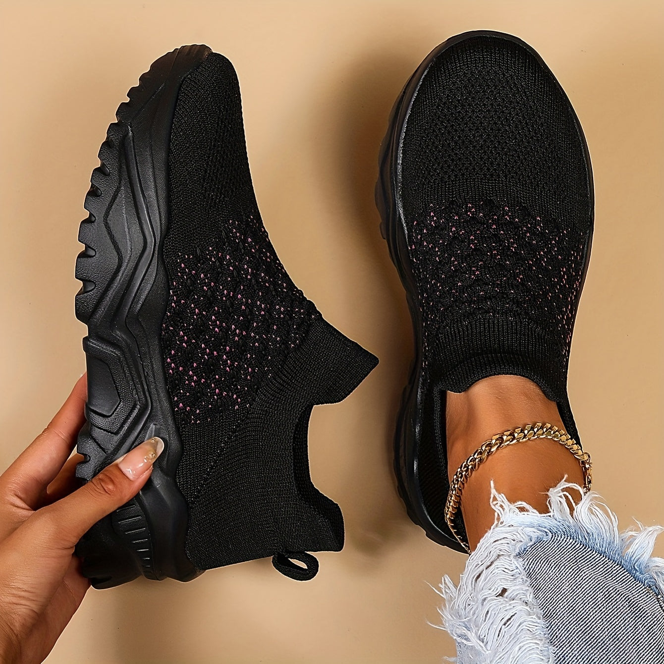 Women's Simple Plain Lace Up Low Top Sneakers - Casual Breathable Lightweight Socks Shoes, Minimalist Running Shoes Sporty Sneakers - For Women - Suitable for Running, Walking, Everyday Wear - Perfect Gift for Fitness Enthusi