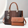 Women's Casual Large Capacity Handbag - Crocodile Pattern PU Purse with Removable Strap | Zipper Closure | Polyester Lining
