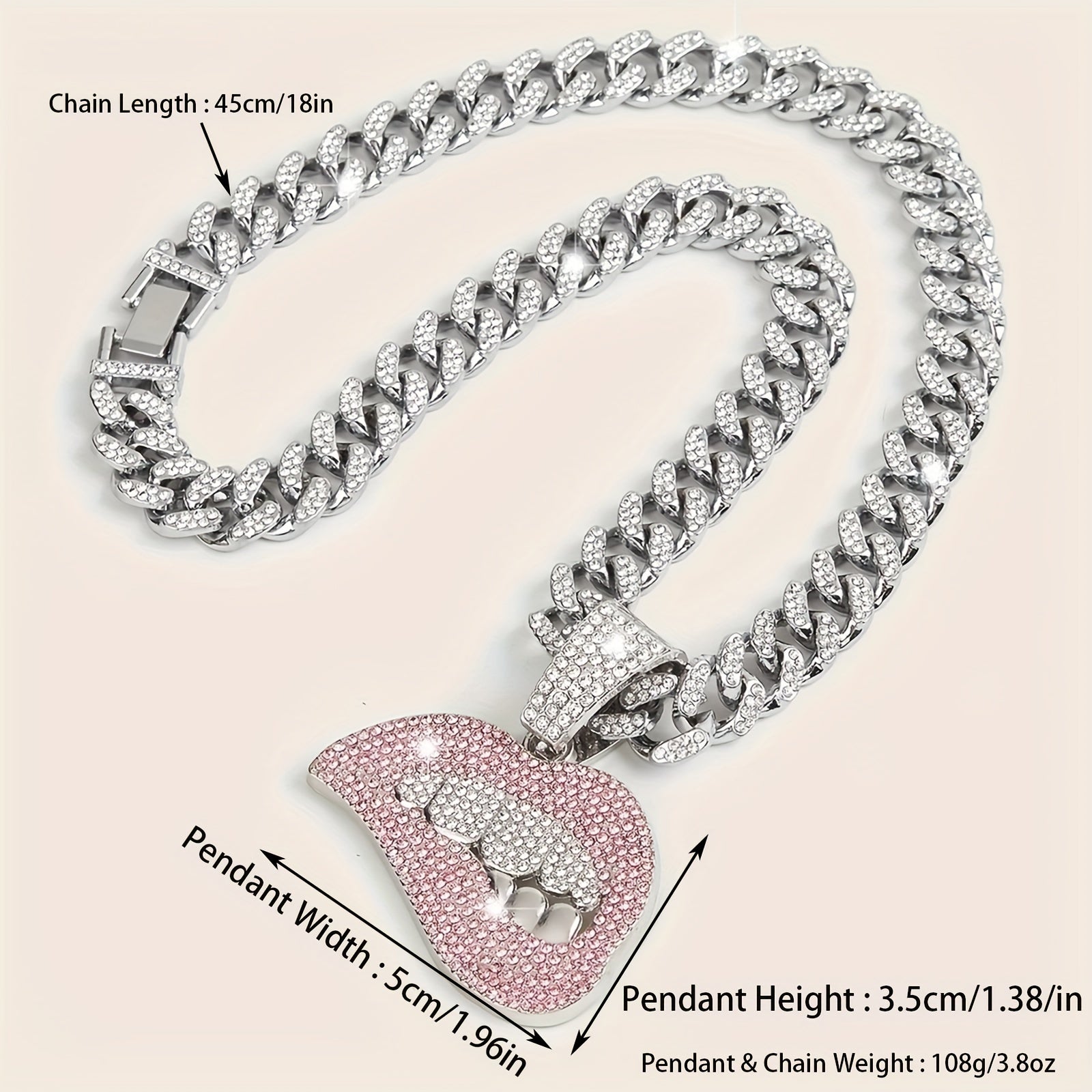 Women's Pink Rhinestones Red Lips Exquisite Cuban Necklace Party Jewelry Holiday Travel Decor Accessories