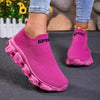 Women'S Fashion Sneakers, Breathable Knitted Fabric Upper, Slip-On Low Top Sports Shoes, Solid Color, EVA Sole, All-Season Casual Athletic Footwear