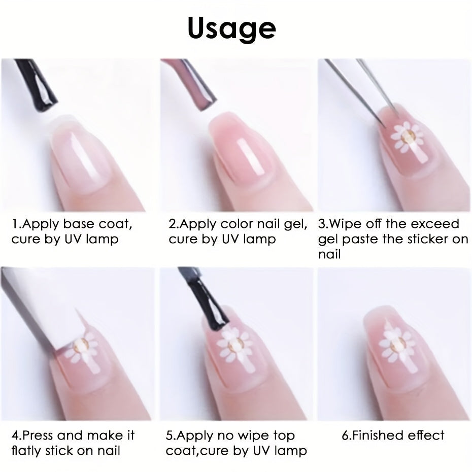 8pcs Rectangle Self-adhesive Glossy Plastic Nail Stickers, Pink Black White, Heart Pattern, Valentine Design, Golden Geometry Wave Lines Stripe Stars, Fantasy Theme, with Glitter, for Manicure Decoration