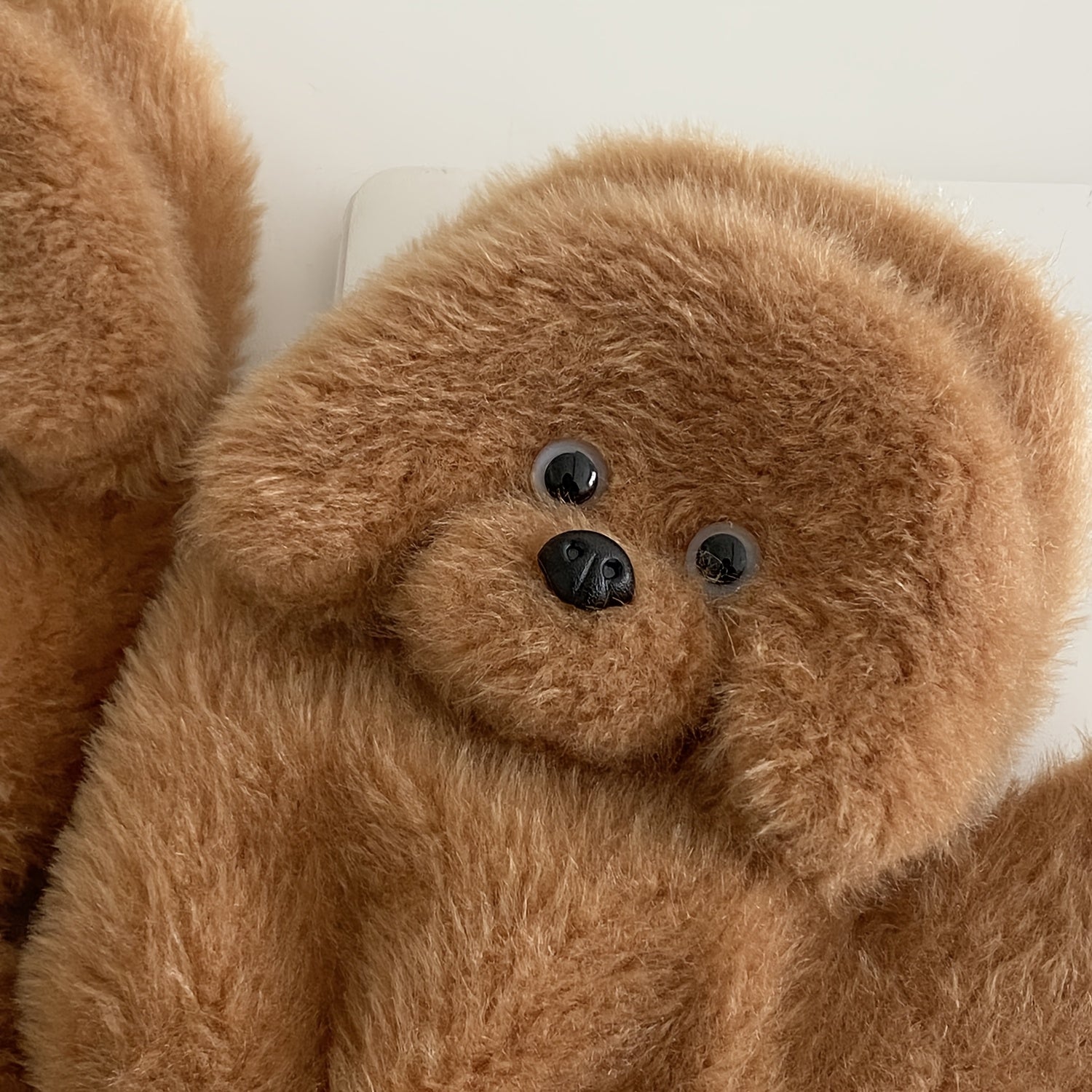 Teddy Dog Plush Mittens, Cute Animal Pattern Polyester Gloves, Inelastic, Decorative & Windproof, with Hand Wash/Dry Clean, for Casual Weekend Wear, Warmth & Style, Unique Valentine'S Gift