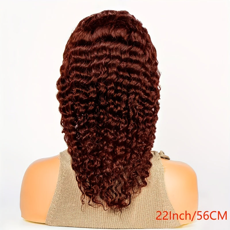 Easter Special Offer 180 Density 5x5 Red Brown Dark Wavy Front Wig 5x5 Glueless HD Lace Front Wig Colorful Curly Lace Closure Front Human Hair Wig