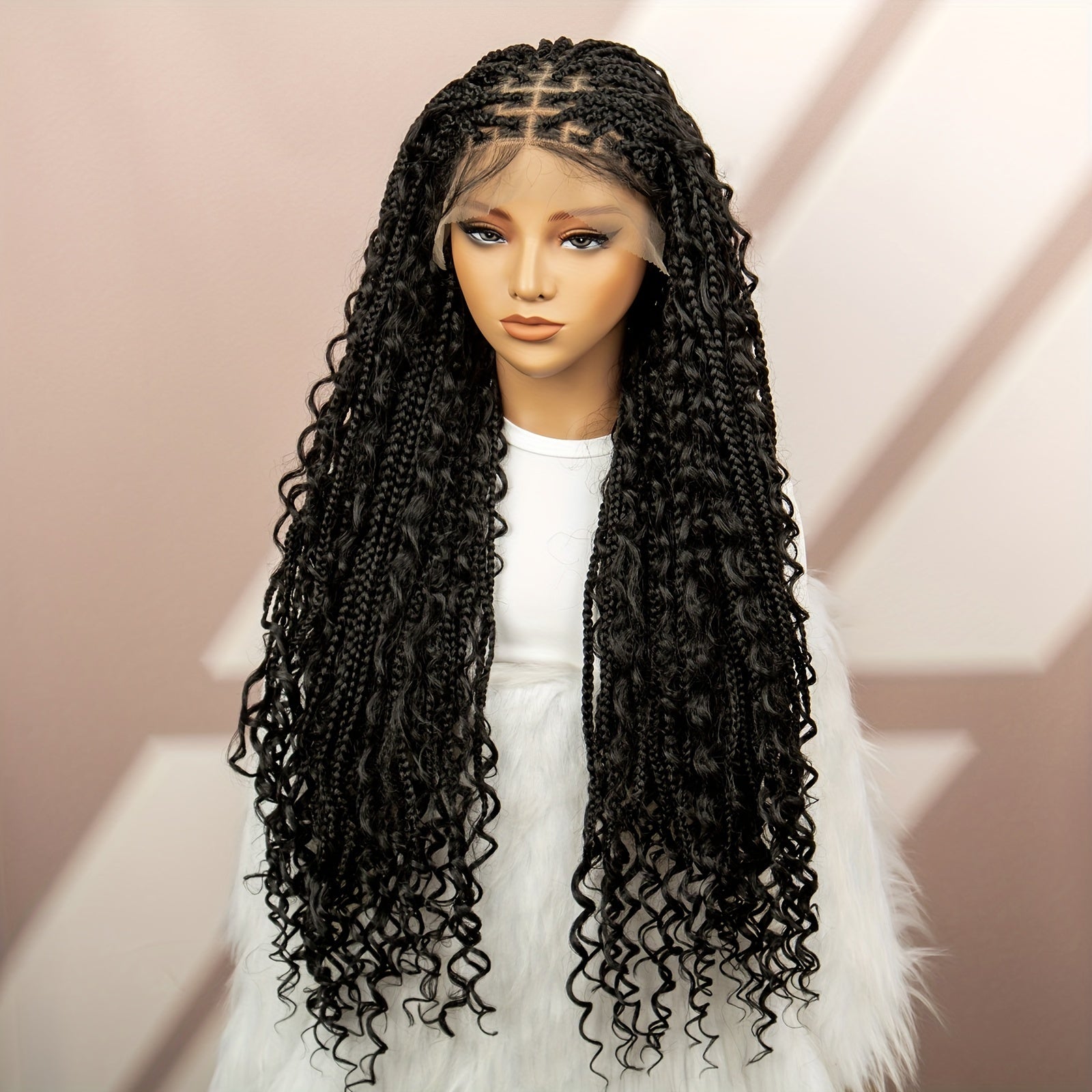 Women'S Anytime Wig, 9x6 Lace Front Synthetic Braided Butterfly Braid Hairpiece, Comfortable Breathable Fashion Daily Wear, Heat Resistant Fiber, Full Top Hair Extension