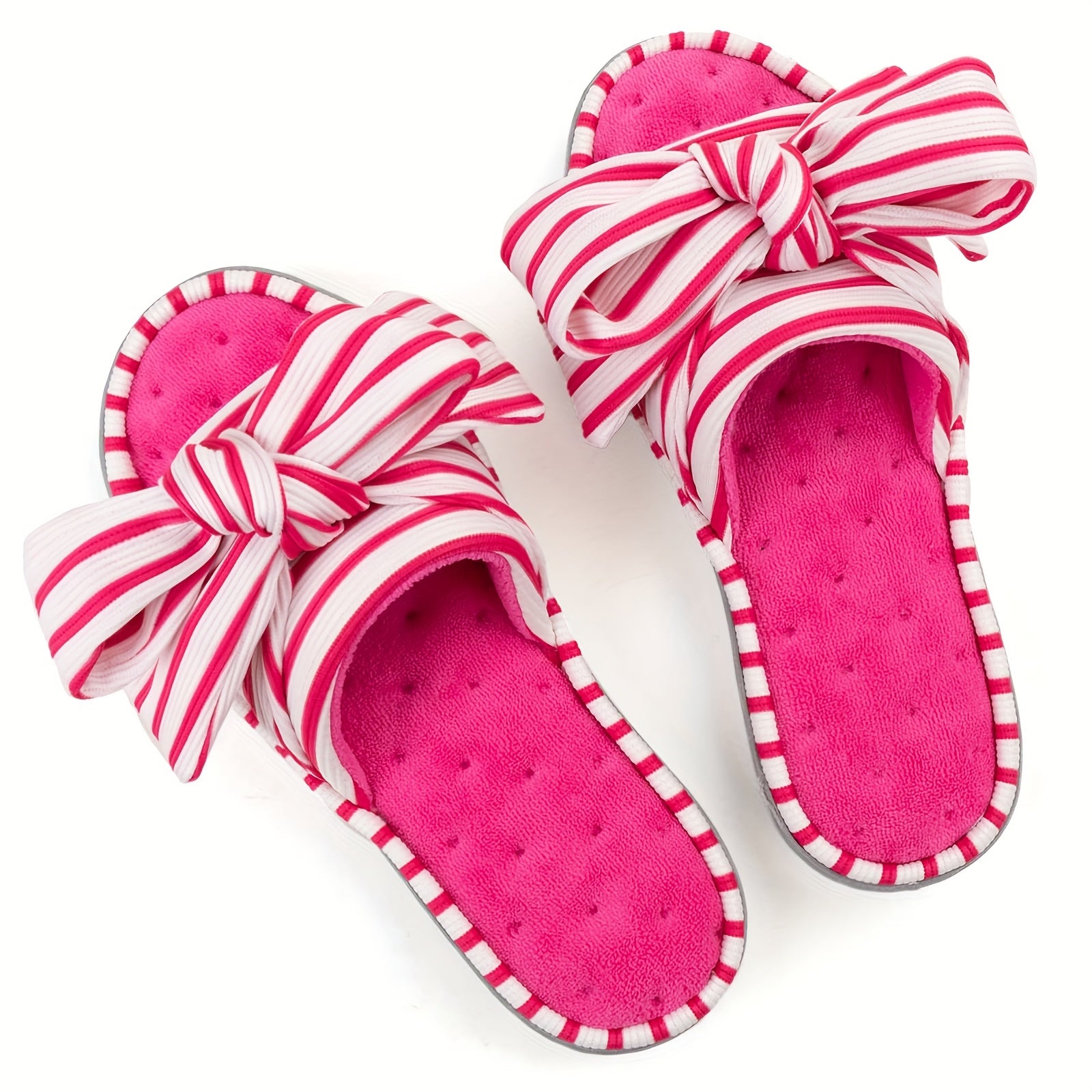 Women's Elegant Slip-on Slippers with Bow - Fabric Upper, TPR Sole, All-Season Comfort | Machine Washable | Stretchy Fit