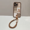 Spliced Bear with Hand Strap Shock Absorption Brown Frosted All-Inclusive Anti-Fall Mobile Phone Case Suitable for Apple 16PROMAX/16PLUS/16PRO/16/15PROMAX/15PLUS/15PRO/15/14PROMAX/14PLUS/14PRO/14/13PROMAX/13PRO/13/12PROMAX/12