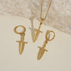 18K Gold Plated Titanium Steel Retro Earrings And Necklace Set